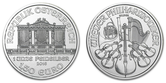 Verzamelbare zilveren munten Wiener Philharmoniker