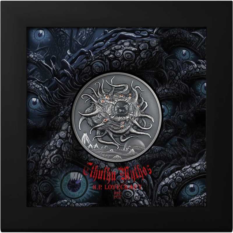 Серебряная монета Палау «Howard Phillips Lovecraft: AZATHOTH» 2023г., 93,3гр., чистого серебра (проба 0,999) Коллекционные монеты
