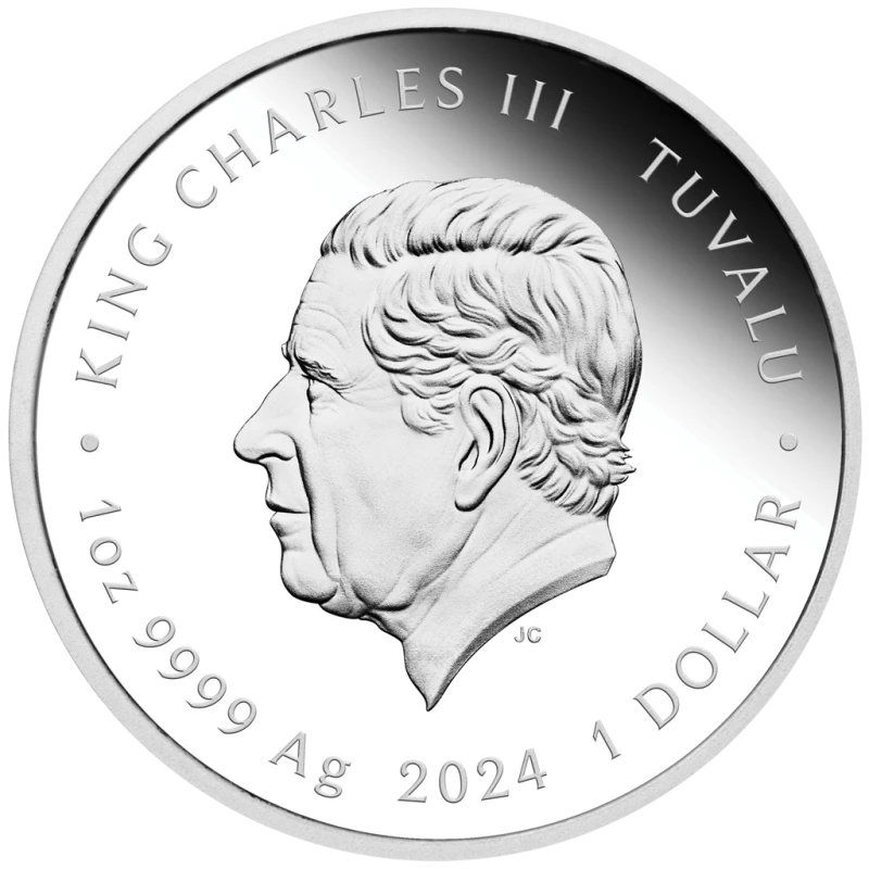 Серебряная монета Тувалу «Черепашки-Ниндзя. Микеланджело» 2024 г. (proof, colorized), 31,1 г. чистого серебра (проба 0,9999) Коллекционные монеты