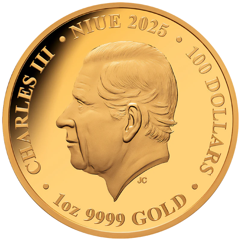 Золотая монета Ниуэ Лев 2025 Proof цвет 1 oz Коллекционные монеты