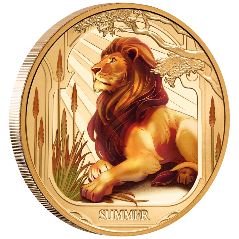 Золотая монета Ниуэ Лев 2025 Proof цвет 1 oz Коллекционные монеты