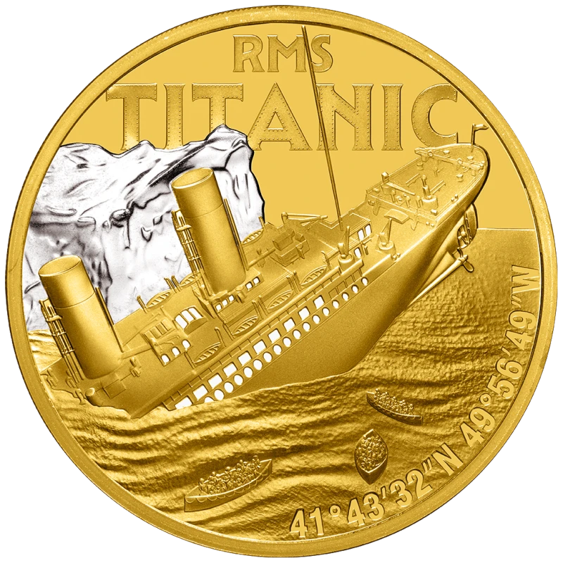Золотая монета Ниуэ Титаник 2025 Proof цвет 1 oz Коллекционные монеты