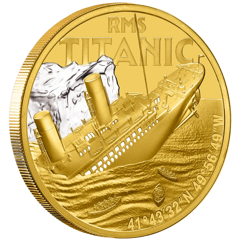 Золотая монета Ниуэ Титаник 2025 Proof цвет 1 oz Коллекционные монеты