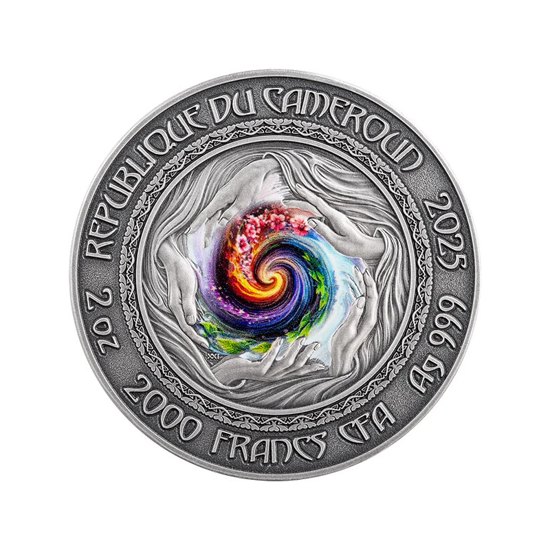 Серебряная монета Камеруна Русалка 2025 цвет 2 oz Коллекционные монеты