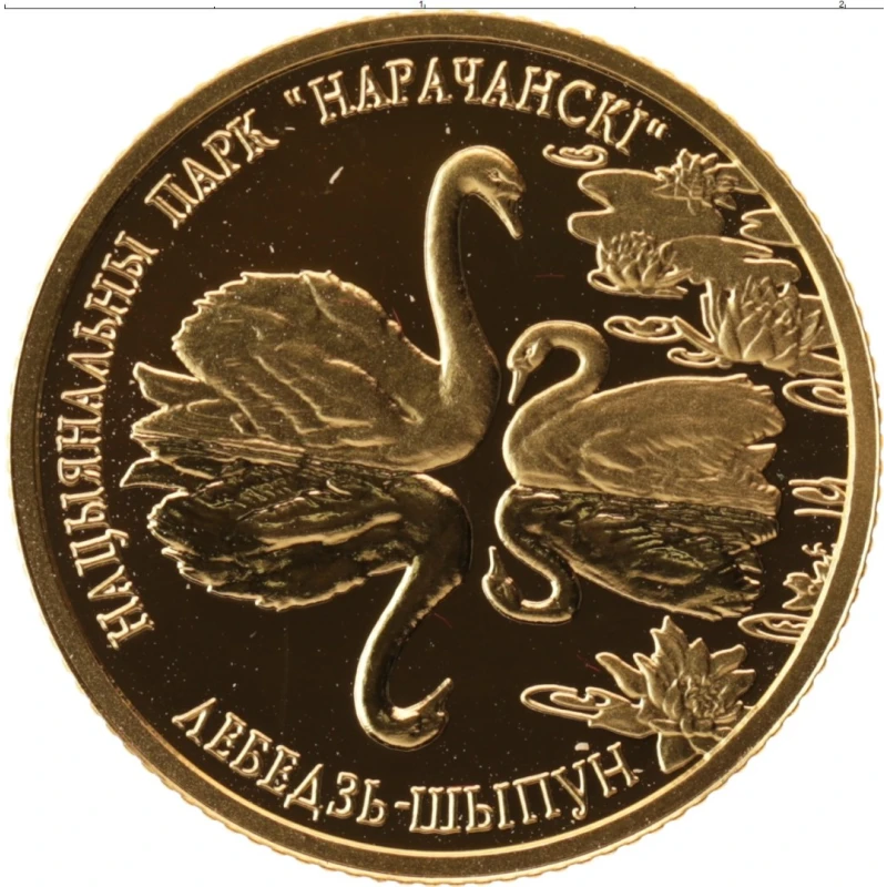 Золотая монета Белоруси Лебедь-шипун 2006 Proof 7,32 г Коллекционные монеты