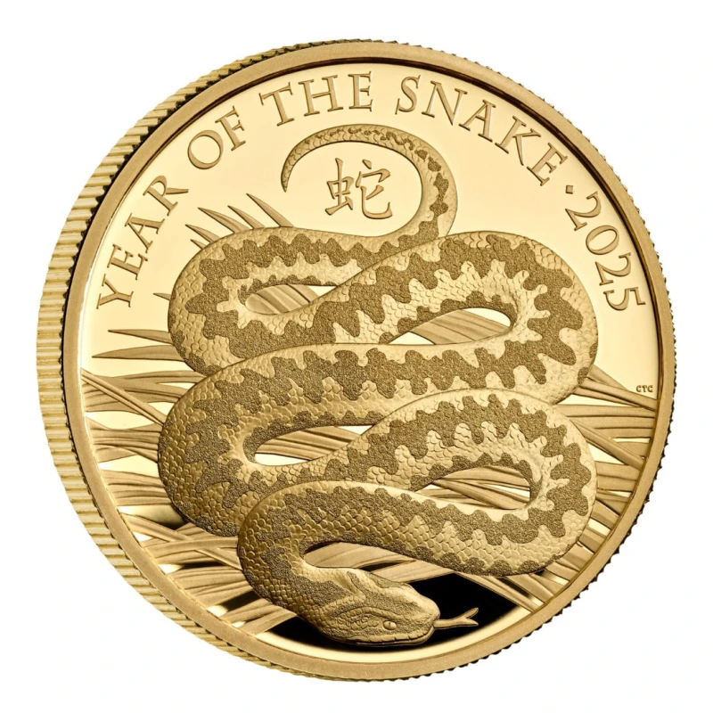 Золотая монета Великобритании Год Змеи 2025 Proof 1 oz Коллекционные монеты