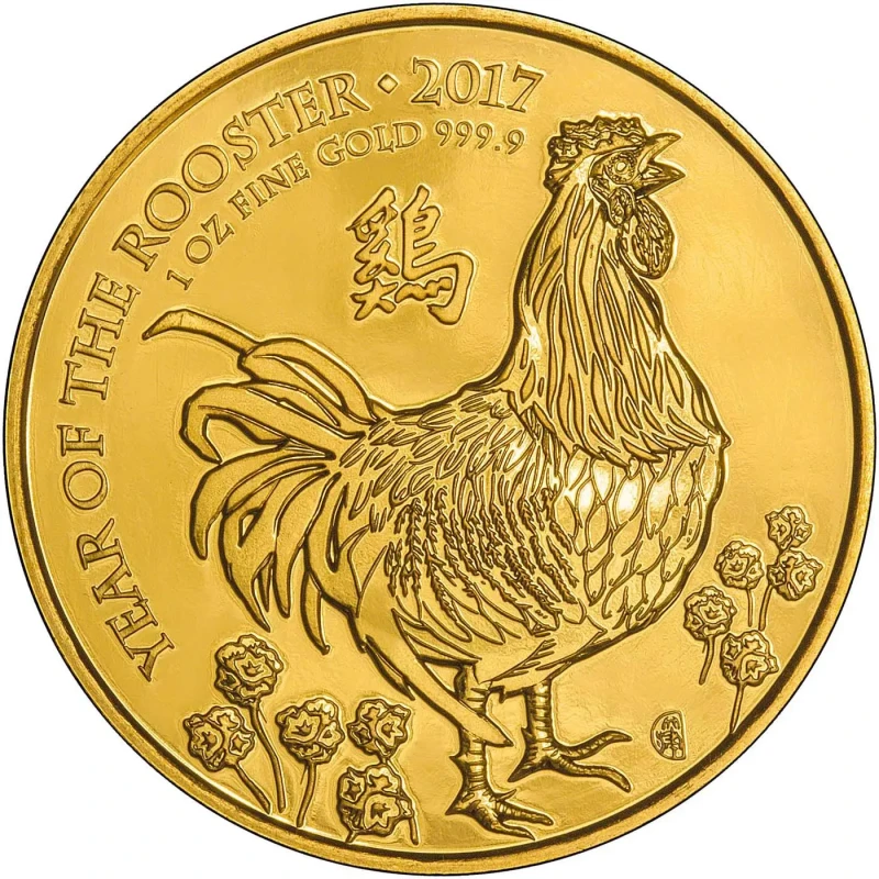 Золотая монета Великобритании Год Петуха 2017 1 oz Коллекционные монеты