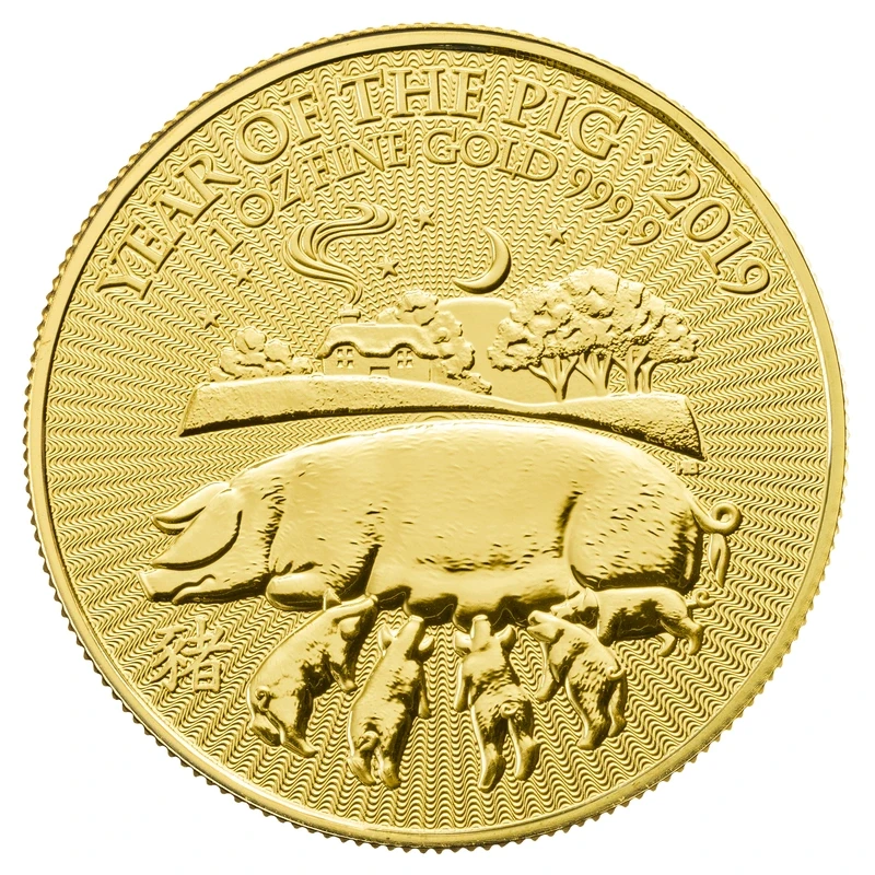 Золотая монета Великобритании Год Свиньи 2019 1 oz Коллекционные монеты