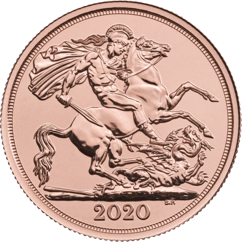 Золотая монета Великобритании Двойной Соверен 2020 GRADING 14,64 г Коллекционные монеты
