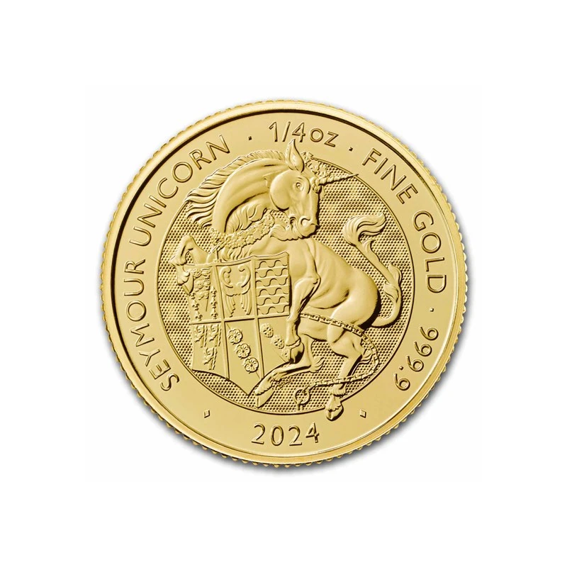 Золотая монета Великобритании Единорог 2024 1/4 oz Коллекционные монеты