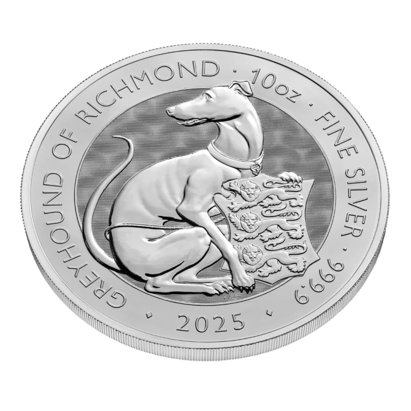 Серебряная монета Великобритании Белый Грейхаунд Ричмонда 2025 10 oz Коллекционные монеты