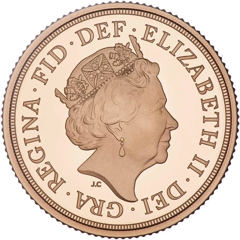 Золотая монета Великобритании Соверен Ее Величество Королева Елизавета II 2022 Proof 7,32 г Коллекционные монеты