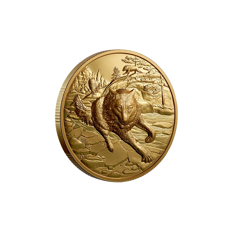 Золотая монета Канады Серый волк 2025 Proof 1 oz Коллекционные монеты