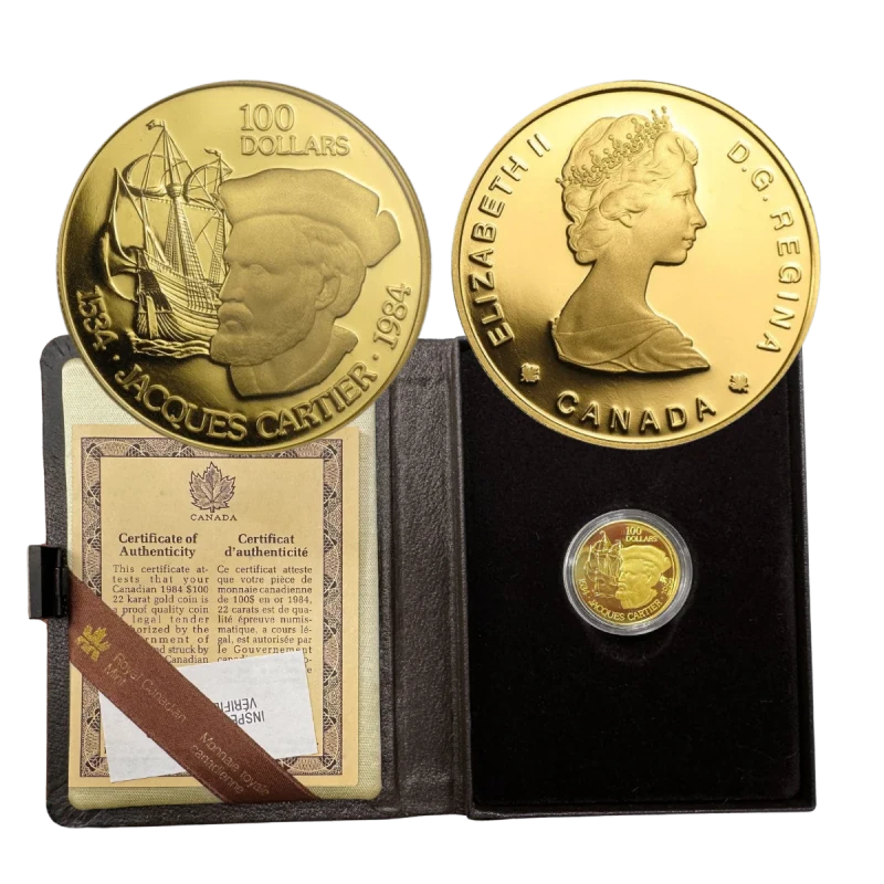Золотая монета Канады Жак Картье 1984 1/2 oz Коллекционные монеты
