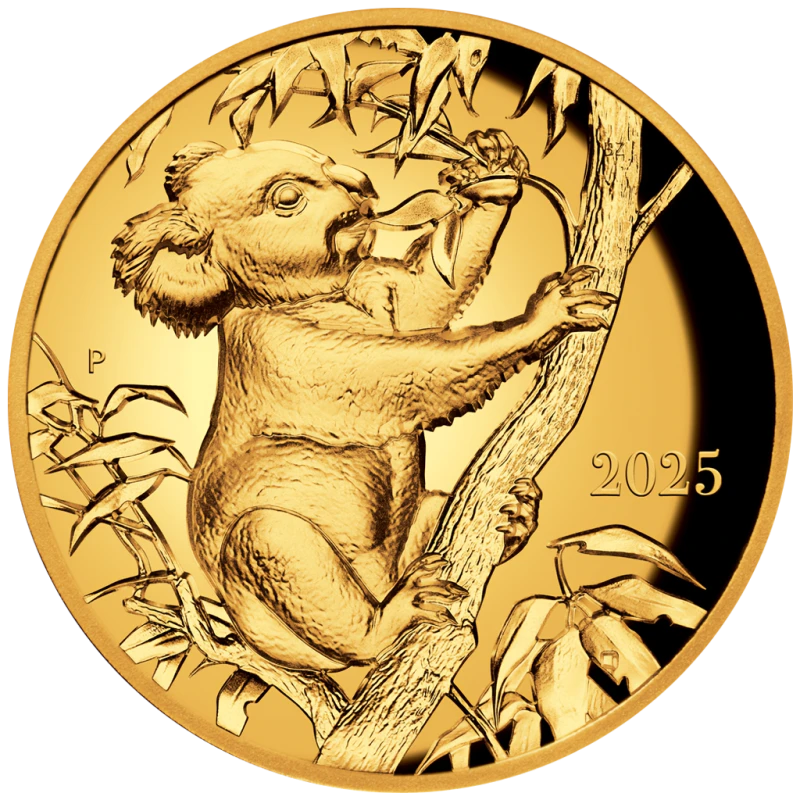 Золотая монета Австралии Коала 2025 (высокий рельеф) Proof 1 oz Коллекционные монеты