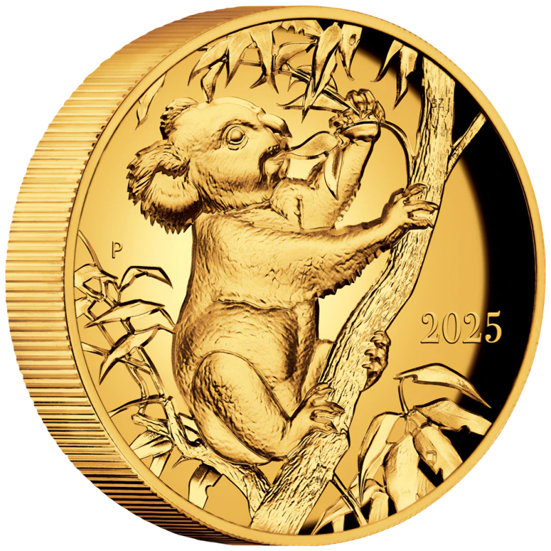 Золотая монета Австралии Коала 2025 (высокий рельеф) Proof 1 oz Коллекционные монеты