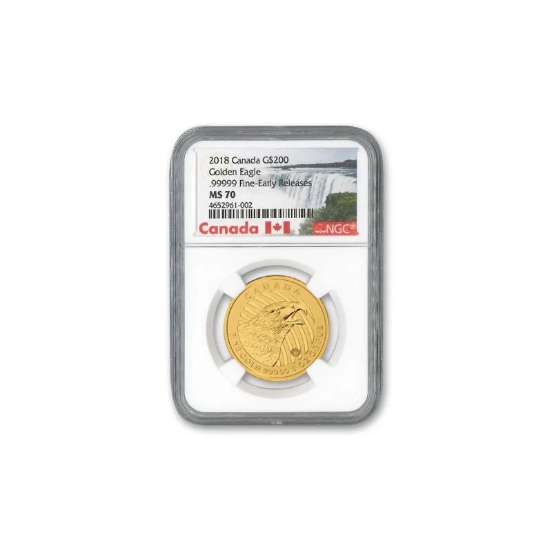 Золотая монета Канады Орел 2018 GRADING 1 oz Коллекционные монеты