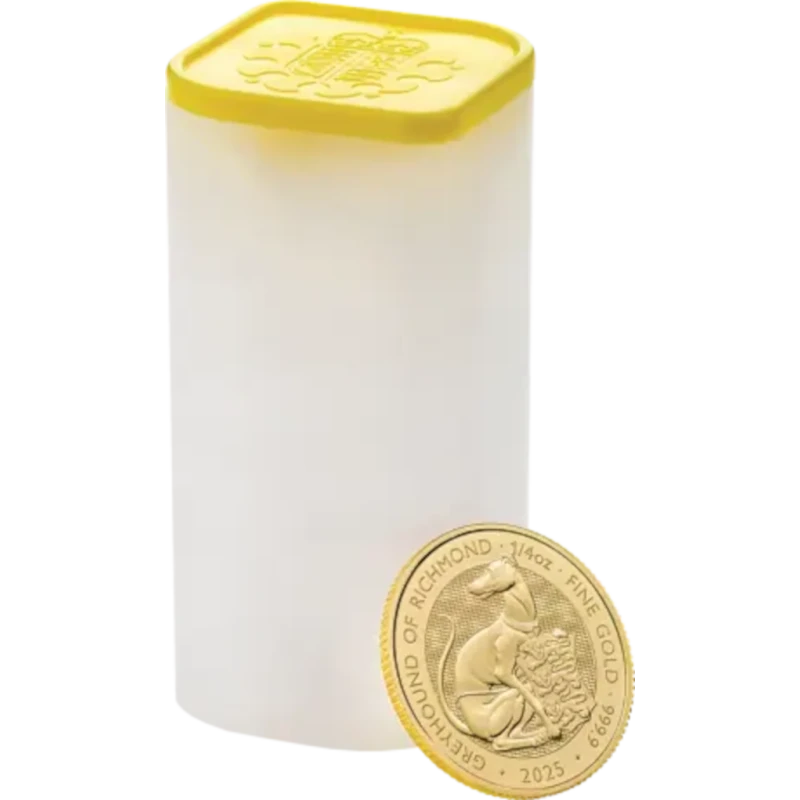 Золотая монета Великобритании Белый Грейхаунд Ричмонда 2025 1/4 oz Инвестиционные монеты