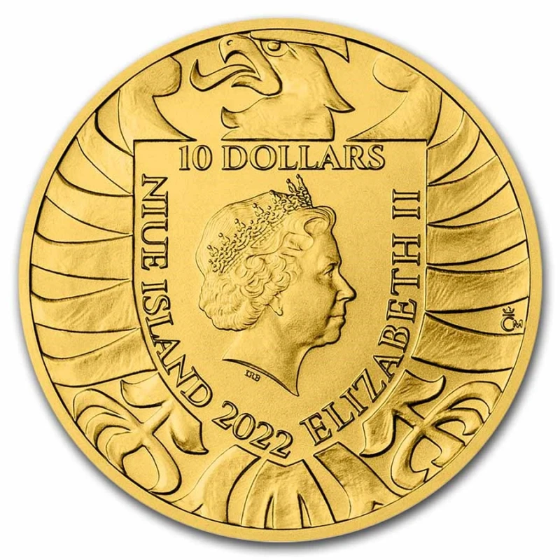 Золотая монета Ниуэ Чешский лев 2022 1/4 oz Коллекционные монеты