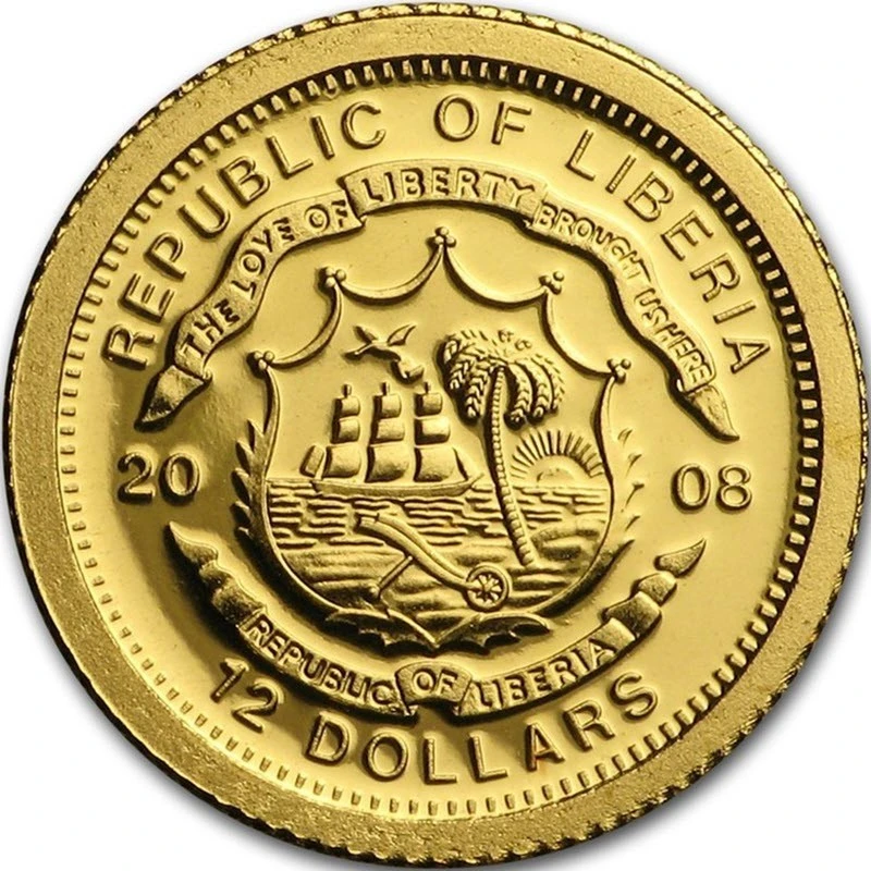 Золотые монеты Либерии Европейская коллекция 2008 Proof набор 16,12 г Коллекционные монеты