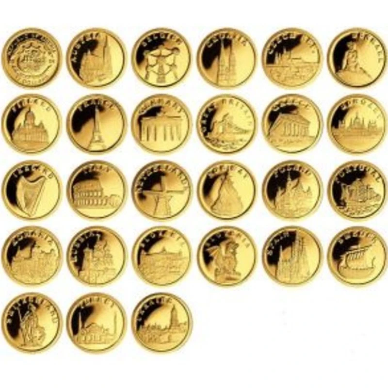 Золотые монеты Либерии Европейская коллекция 2008 Proof набор 16,12 г Коллекционные монеты