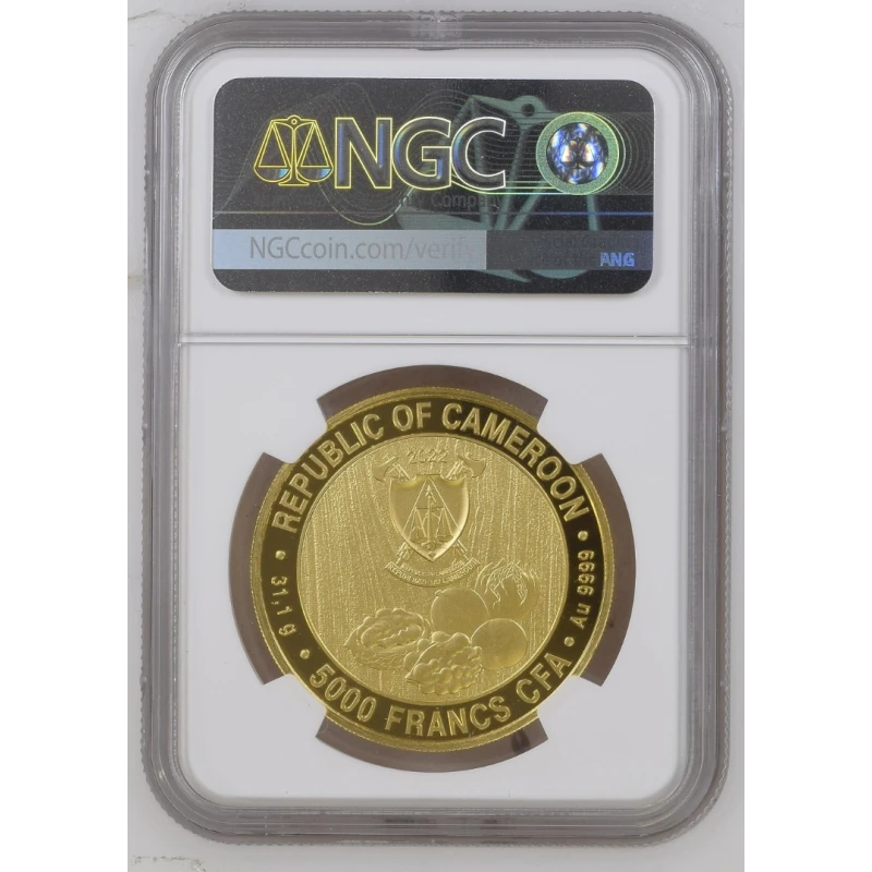Золотая монета Камеруна Грецкий орех 2022г. Proof GRADING 1 oz Коллекционные монеты