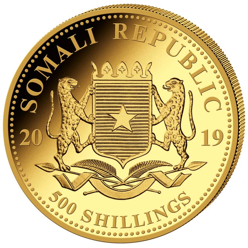 Золотая монета Сомали Слон 2019 1/2 oz Коллекционные монеты