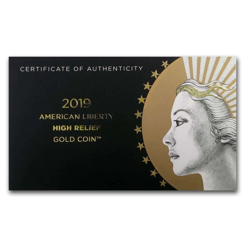 Золотая монета США Американская Свобода 2019 высокий рельеф 1 oz Коллекционные монеты