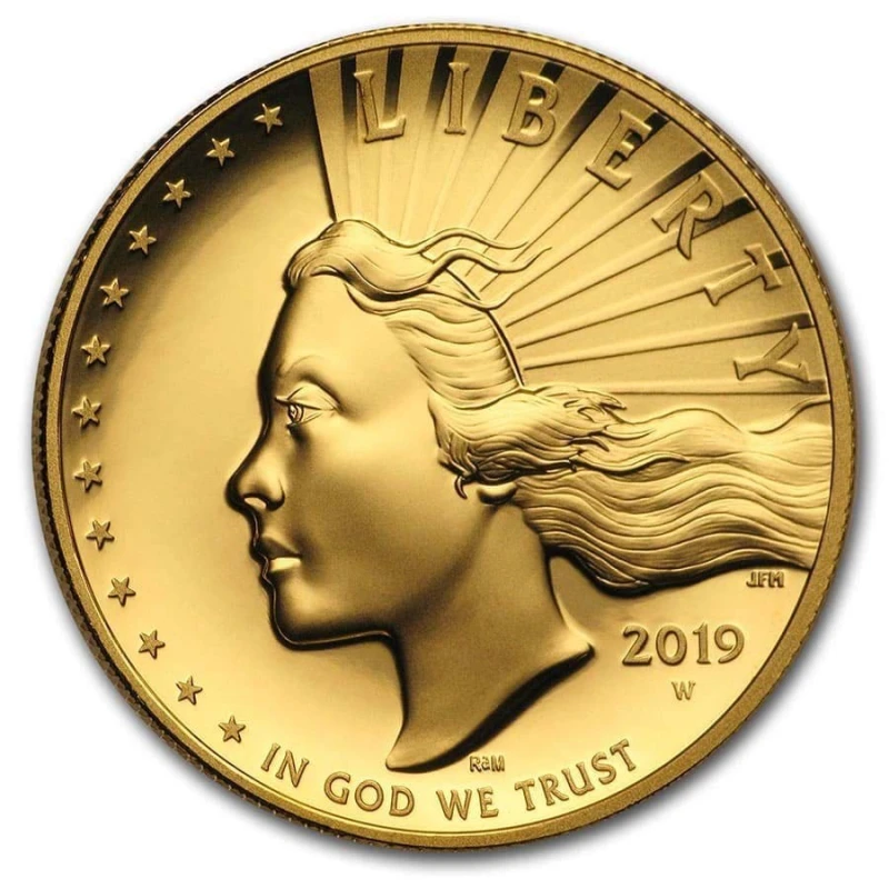 Золотая монета США Американская Свобода 2019 высокий рельеф 1 oz Коллекционные монеты