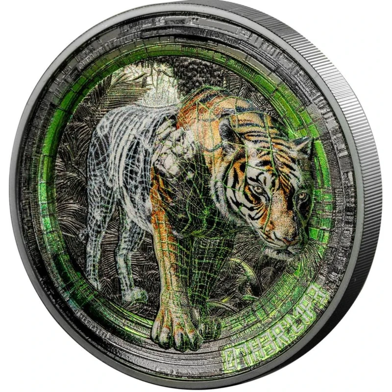 Серебряная монета Островов Кука Тигр 2025 Black Proof 3 oz Коллекционные монеты