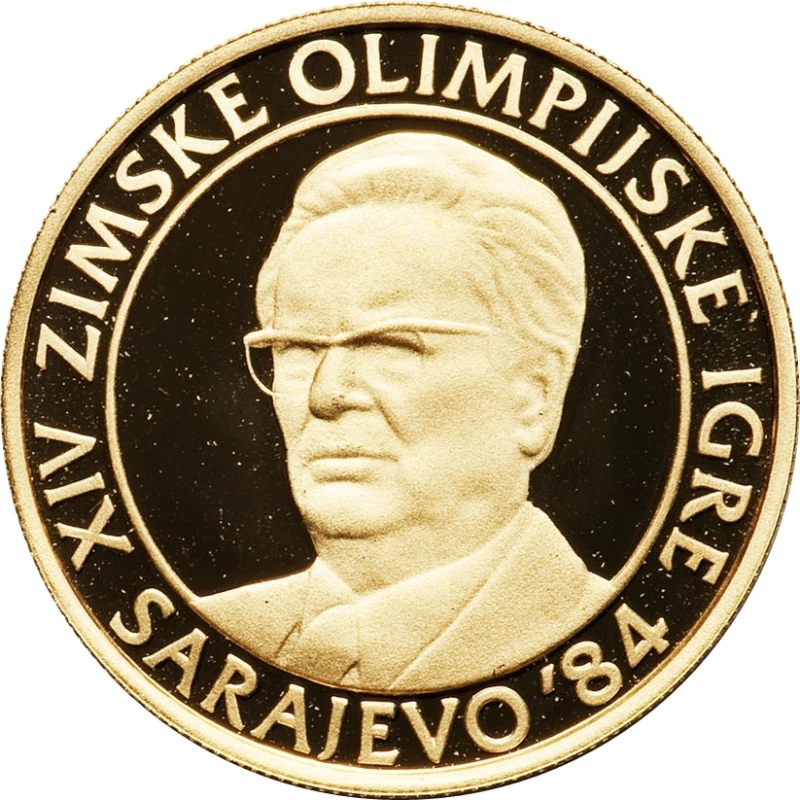 Золотая монета Югославии Зимние олимпийские игры - Сараево 1982 7,2 г Коллекционные монеты