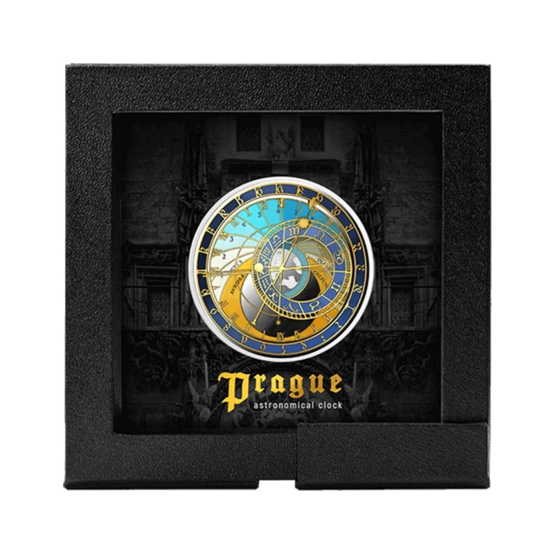 Серебряная монета Мальты Пражские астрономические часы 2025 Proof 1 oz Коллекционные монеты