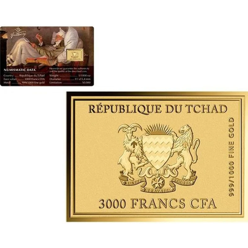 Золотая монета Чада Бедный поэт 1/1000 oz Коллекционные монеты