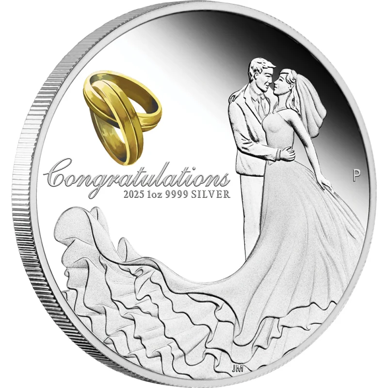Серебряная монета Австралии Свадьба 2025 Proof 1 oz Коллекционные монеты