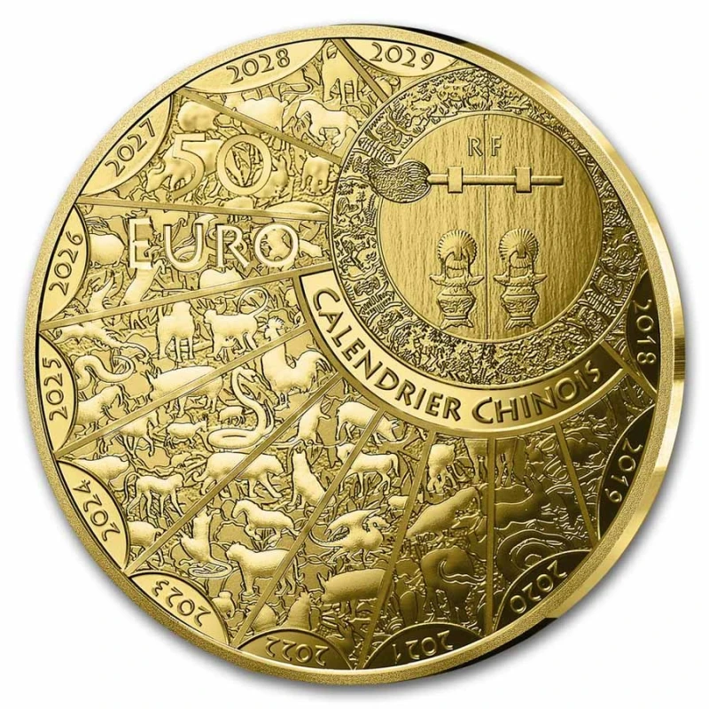 Золотая монета Франции Год Лошади 2026 Proof 1/4 oz Коллекционные монеты