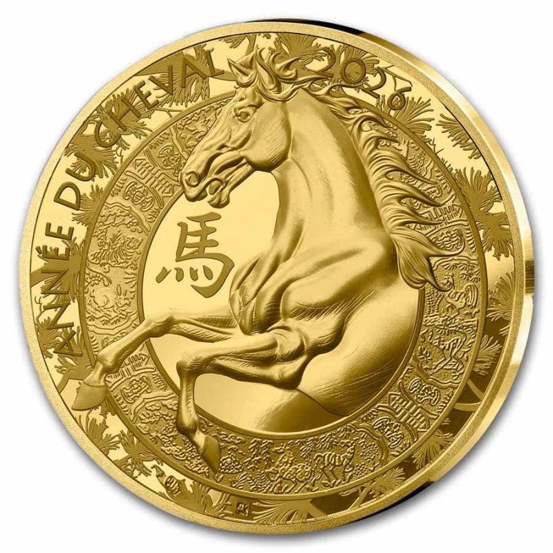 Золотая монета Франции Год Лошади 2026 Proof 1/4 oz Коллекционные монеты