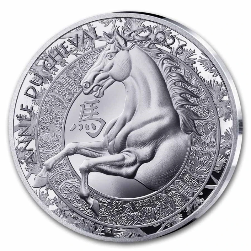 Серебряная монета Франции Год Лошади 2026 Proof 22,2 г Коллекционные монеты