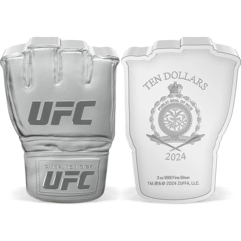 Серебряная монета Ниуэ Перчатка UFC 2024 Proof 3 oz Коллекционные монеты