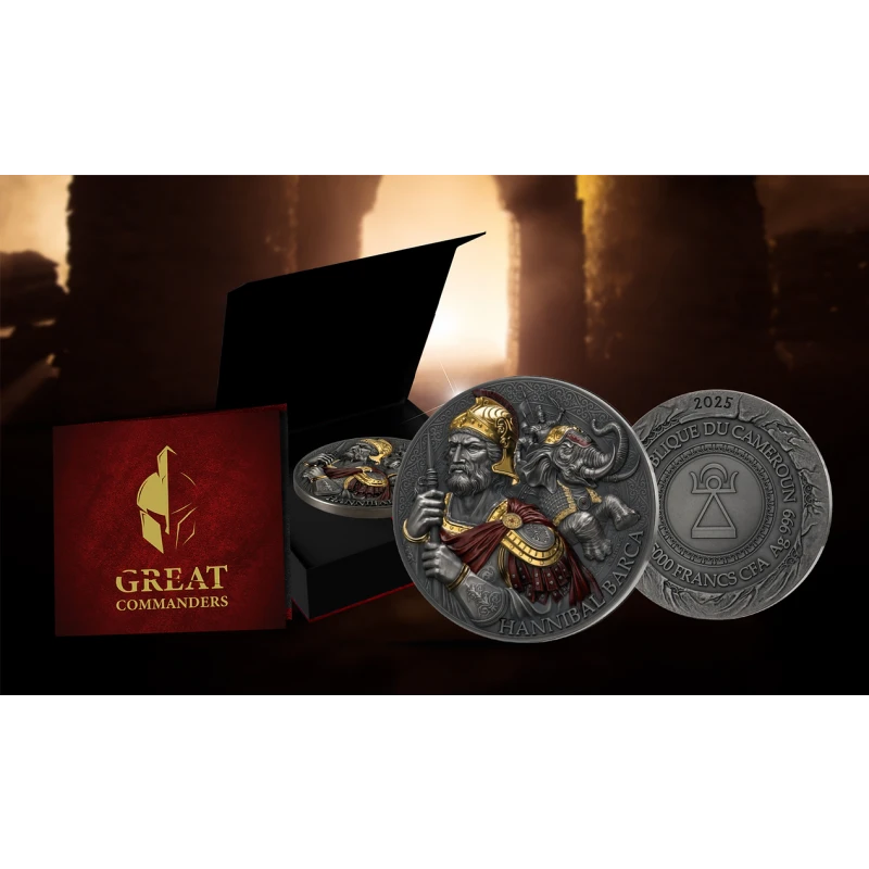 Серебряная монета Камеруна Ганнибал 2025 5 oz Коллекционные монеты