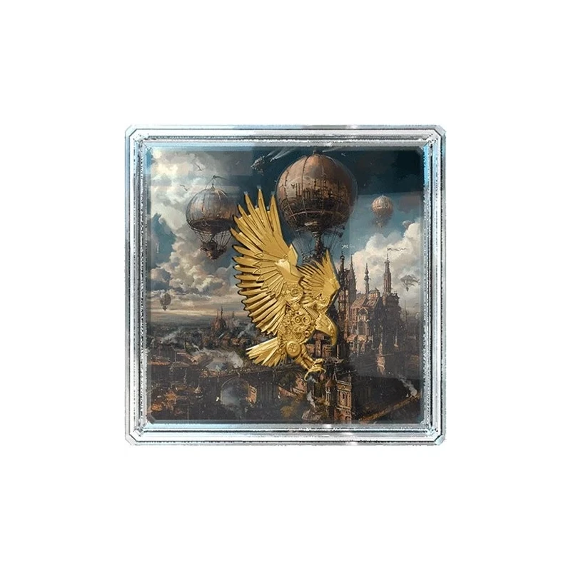 Серебряная монета Камеруна: Механический орёл 2025 позолота 2 oz Инвестиционные монеты