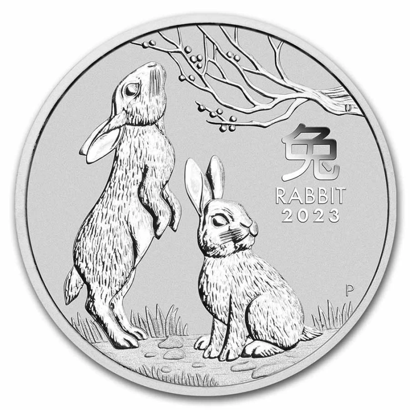 Серебряная монета Австралии Год Кролика 2023 2 oz Инвестиционные монеты