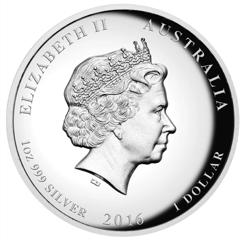 Серебряная монета Австралии Год Обезьяны 2016 высокий рельеф Proof 1 oz Коллекционные монеты