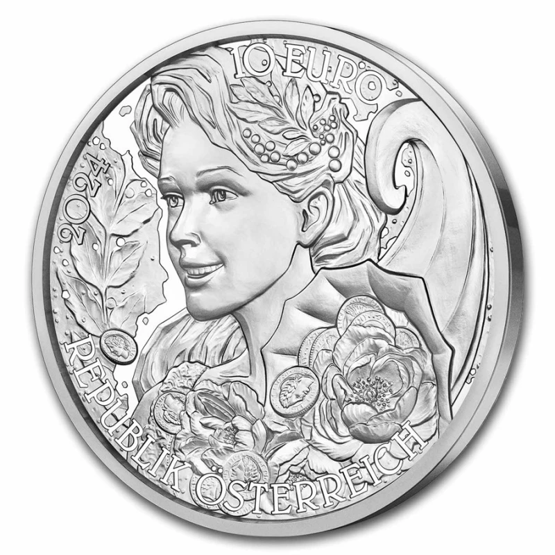 Серебряная монета Австрии Пион 2024 Proof 1/2 oz Коллекционные монеты