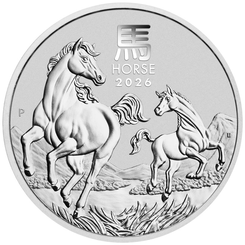 Серебряная монета Австралии Год Лошади 2026 1/2 oz Коллекционные монеты