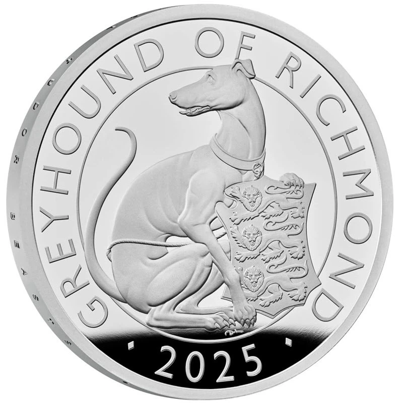 Серебряная монета Великобритании Белый Грейхаунд Ричмонда 2025 Proof 1 oz Коллекционные монеты
