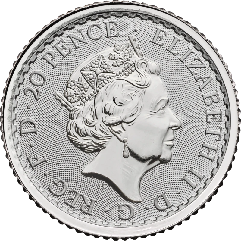 Серебряная монета Великобритании Британия 2020 Елизавета II 1/10 oz Коллекционные монеты