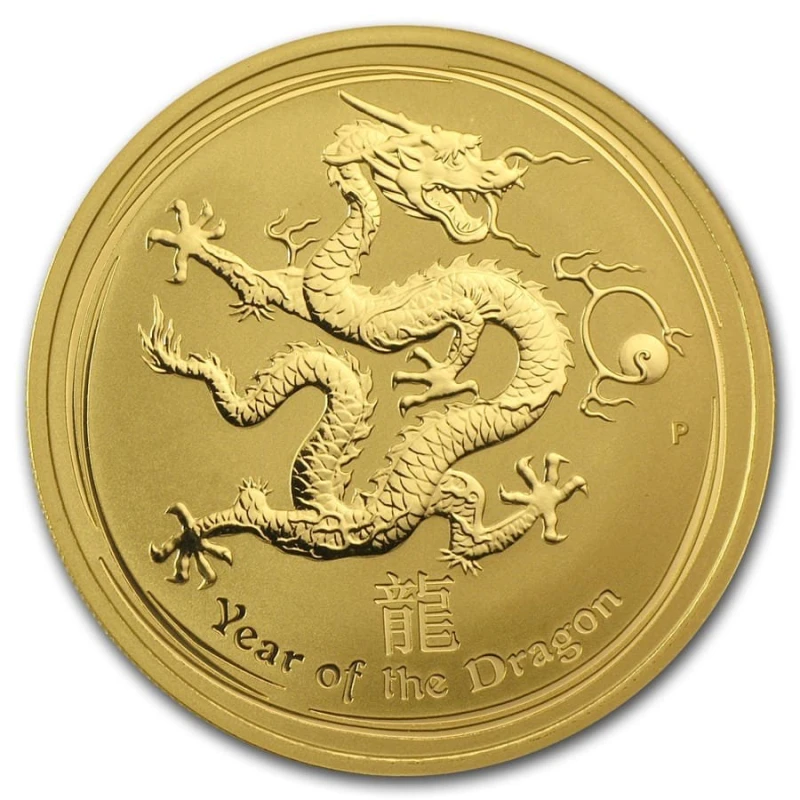 Золотая монета Австралии Год Дракона 2012 1/2 oz Коллекционные монеты