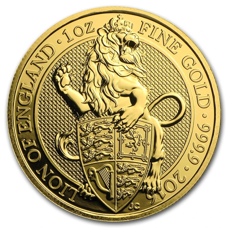 Золотая монета Великобритании Лев Англии 2016 1 oz Инвестиционные монеты