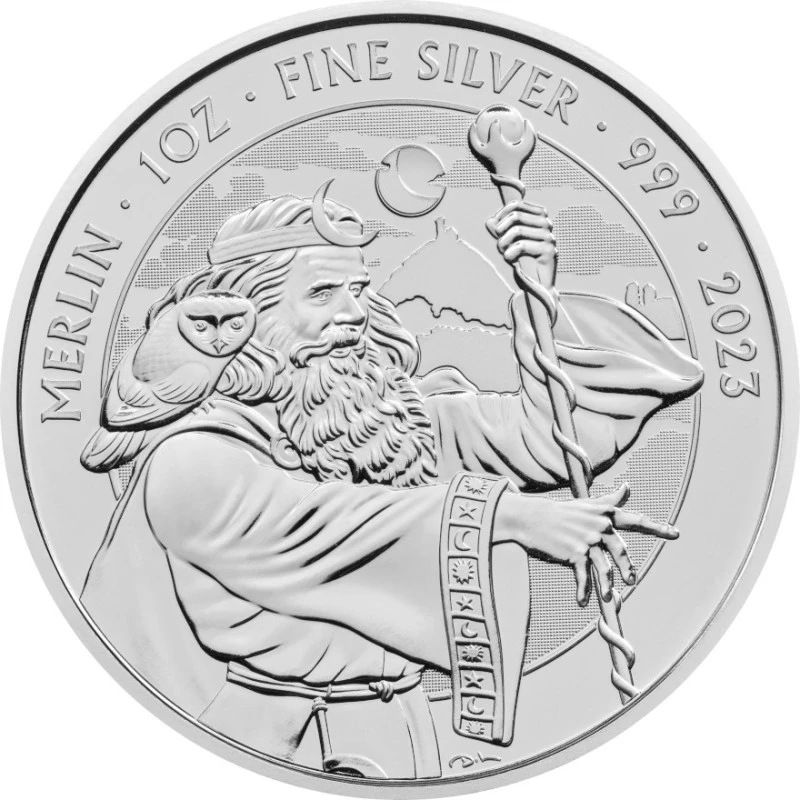 Серебряная монета Великобритании Мерлин 2023 1 oz Коллекционные монеты