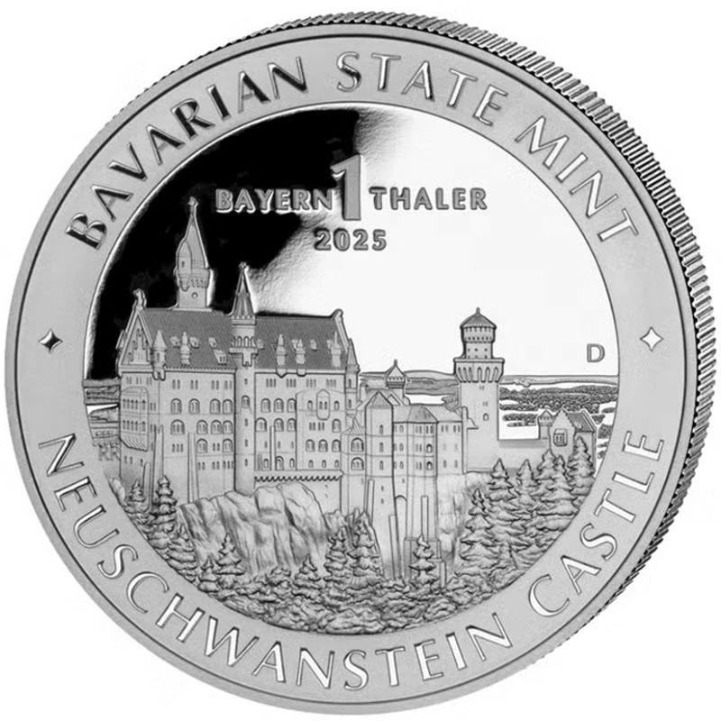 Серебряная монета Германии Замок Нойшванштайн 2025 Proof 1 oz Инвестиционные монеты